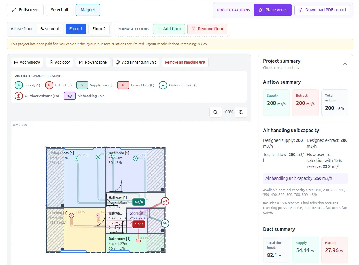 An example room layout in Ventiar