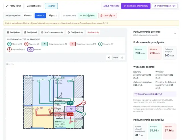 Rzeczywisty podgląd przykładowego projektu Ventiar